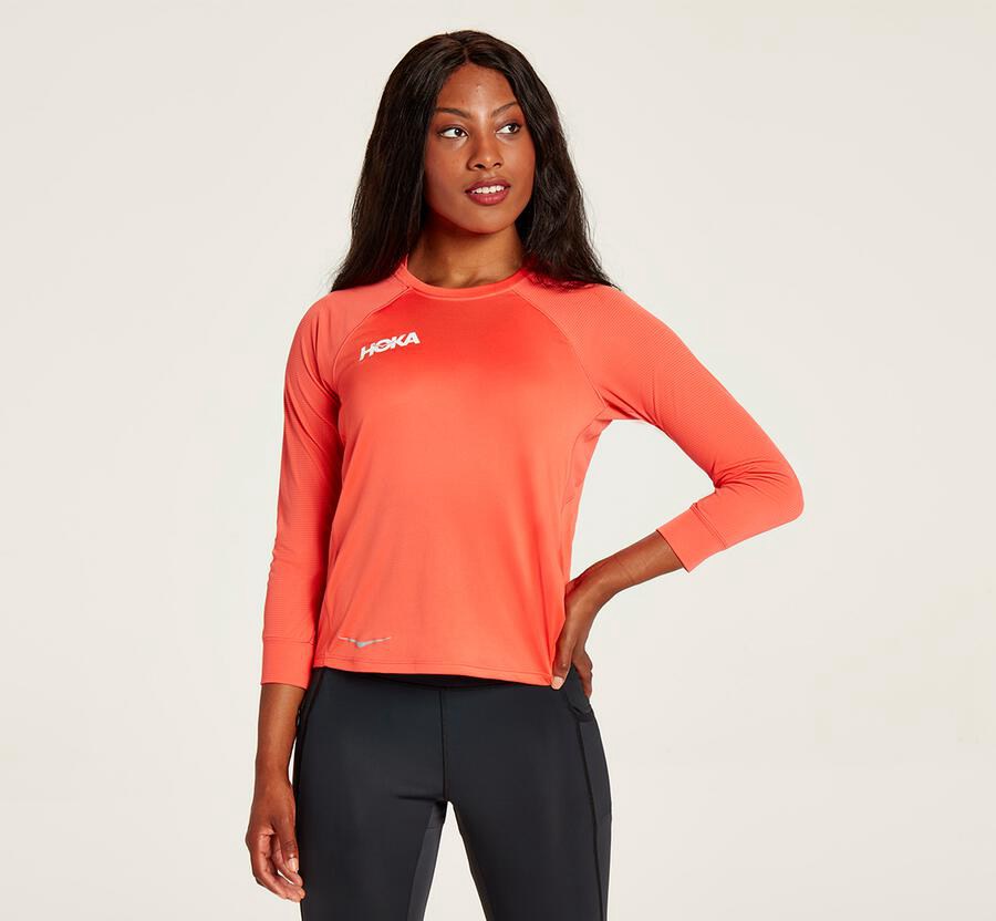 Hoka Womens Tops NZ - Hoka One One Performance Orange (FQA195026)